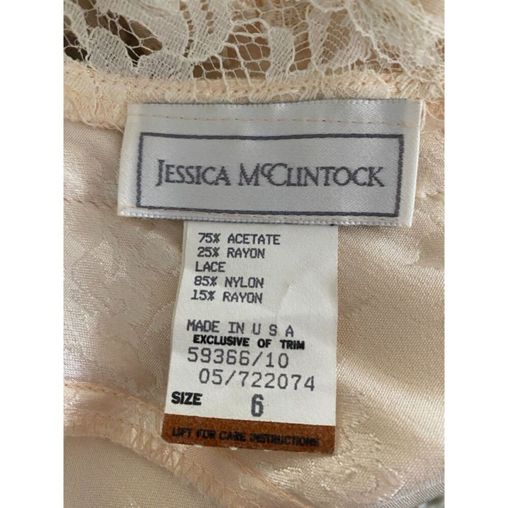 Vintage 80s Jessica McClintock Cream Lace Gown M - Picture 6 of 13